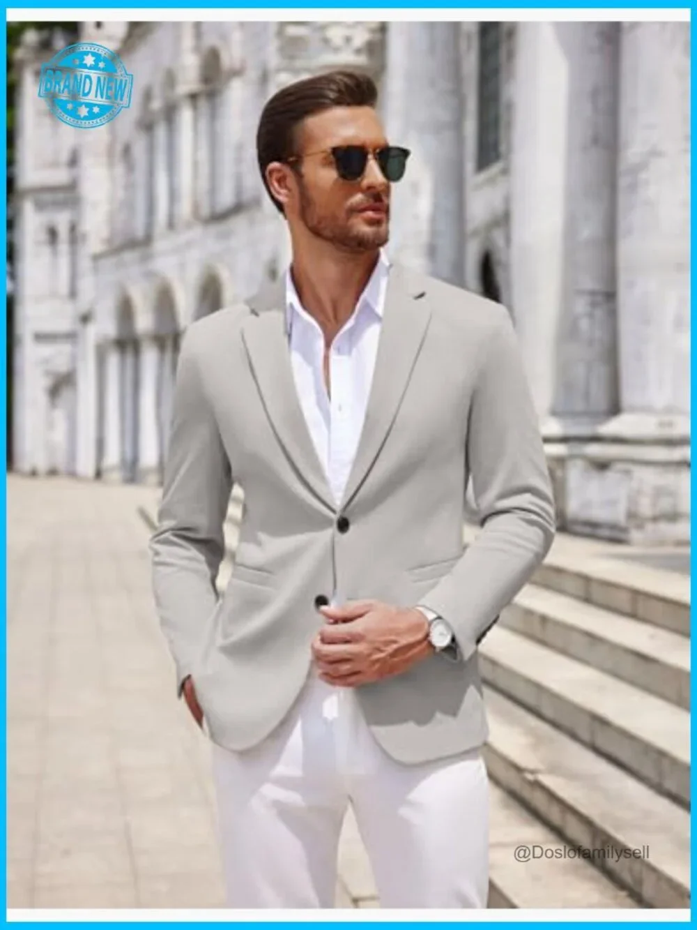 Slim Fit Knit Blazer Lightweight Casual Sport Coat Modern Two Button